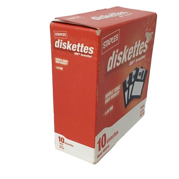 Vintage Staples 10 Pack Diskettes 3.5" 1.44 MB Disks New Sealed in Original Box - Picture 3 of 6